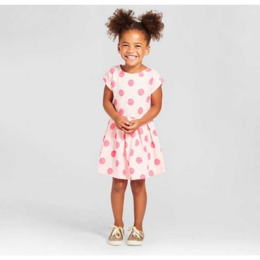 Cat & Jack Blue Pleated Polka Dot Dress - Picture 5 of 5